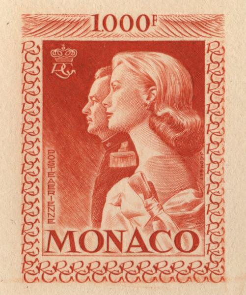 Monaco_1959_Yvert_PA72b-Scott_C55_unadopted_1000f_Grace_et_Rainier_III_maigre_orange-red_b_AP_detail