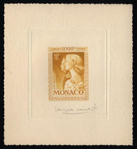 Monaco_1959_Yvert_PA72b-Scott_C55_unadopted_1000f_Grace_et_Rainier_III_maigre_orange-yellow_b_AP