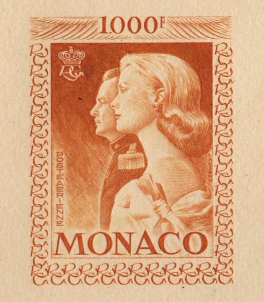 Monaco_1959_Yvert_PA72b-Scott_C55_unadopted_1000f_Grace_et_Rainier_III_maigre_orange_AP_detail