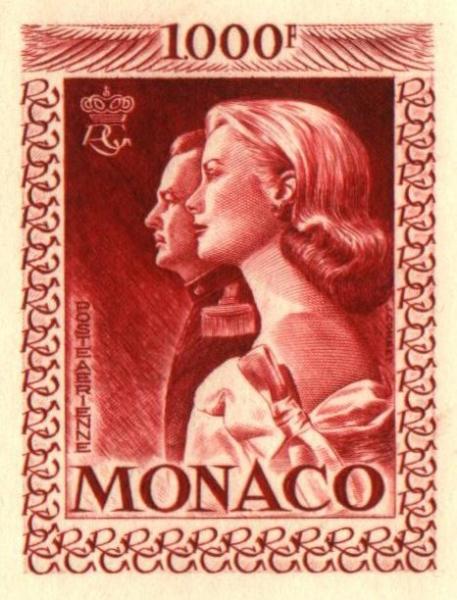 Monaco_1959_Yvert_PA72b-Scott_C55_unadopted_1000f_Grace_et_Rainier_III_maigre_red_AP_detail