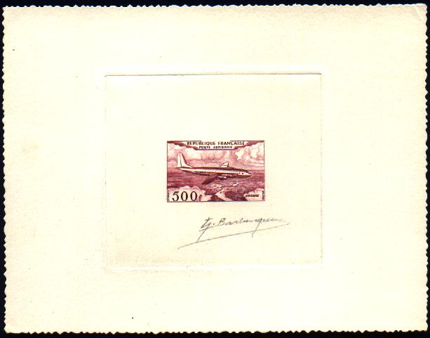 France_1953_Yvert_PA32a-Scott_C31a_unadopted_500f_Armagnac_red-brown_AP