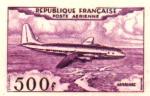 France_1953_Yvert_PA32a-Scott_C31a_unadopted_500f_Armagnac_red-lilac_AP_detail