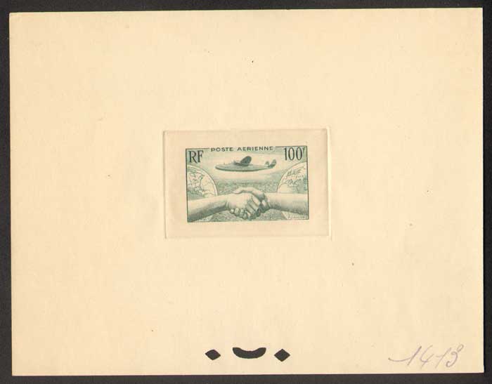 France_1946_Yvert_PA-Scott_C_unadopted_Lionel_de_Marmier_100f_blue-green_1413_ab_CP