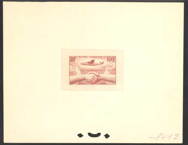 France_1946_Yvert_PA-Scott_C_unadopted_Lionel_de_Marmier_100f_red-brown_1417_ab_CP