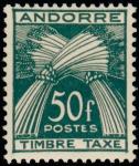 Andorra_1950_Yvert_Taxe_40-Scott_J40_typo