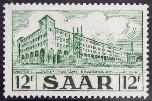 Saar_1952_Yvert_312-Scott_239_Sarrebruck_poste_IS