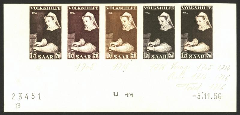Saar_1956_Yvert_360-Scott_B116_five_a