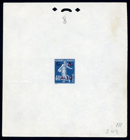 France_1927_Yvert_246a-Scott_B24_Semeuse_unadopted_red_overprint_blue_111_S_412_typo_CP