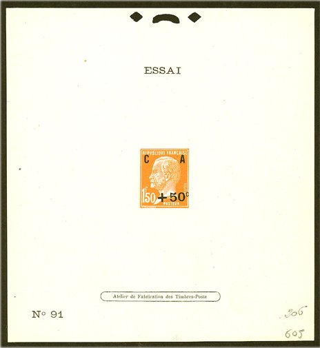 France_1927_Yvert_248a-Scott_B26_Pasteur_unadopted_black_overprint_orange_206_605_N_91_typo_DP