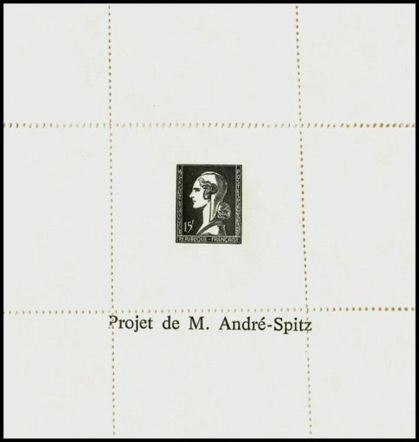 France_1953_Yvert_unadopted_15f_Marianne_de_Spitz_Type_l_black_ESS