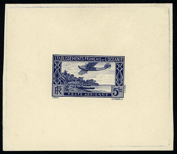Polinesia_Oceanie_1934_Yvert_PA1a-Scott_C1_seaplane_unissued_in_TD_blue_a_AP