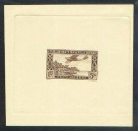 Polinesia_Oceanie_1934_Yvert_PA1a-Scott_C1_seaplane_unissued_in_TD_brown_AP