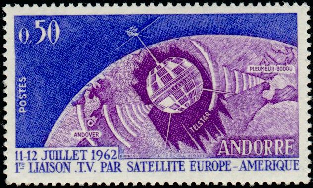Fr_Andorra_1962_Yvert_165-Scott_159_50c_Satellite_Telstar_IS