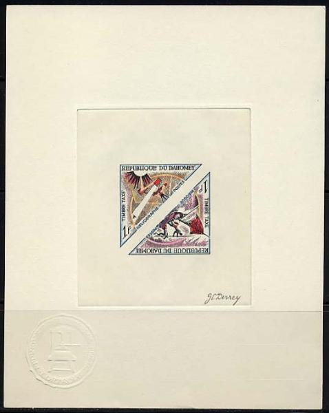Dahomey_1967_Yvert_Taxe_37-38-Scott_J34-35_hand_multicolor_b