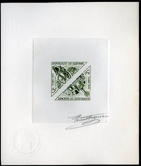 Dahomey_1967_Yvert_Taxe_39-40-Scott_J36-37_olive-green_a