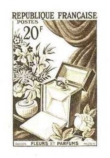 France_1951_Yvert_974a-Scott_715a_unadopted_20f_fleurs_et_parfums_Type_I_sepia_d_AP_detail