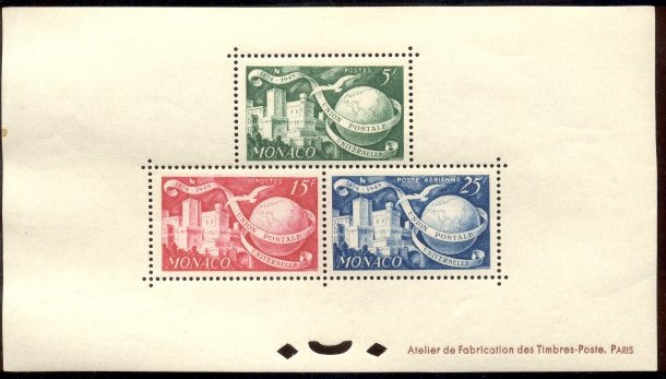 Monaco_1949_Yvert_332-33_+_PA45-Scott_245-46_+_C30_gummed_perf_a