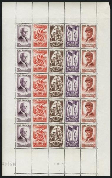 France_1943_Yvert_580A-Scott_B157a_full_sheet_c