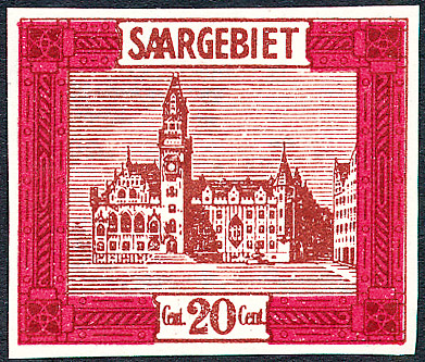 Saar_1922_Yvert_88-Scott_red_+_brown_typo_a