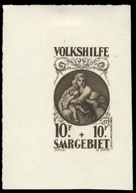 Saar_1929_Yvert_131a-Scott_B16_unadopted_Madonna_10f_+_10f_helio_ESS