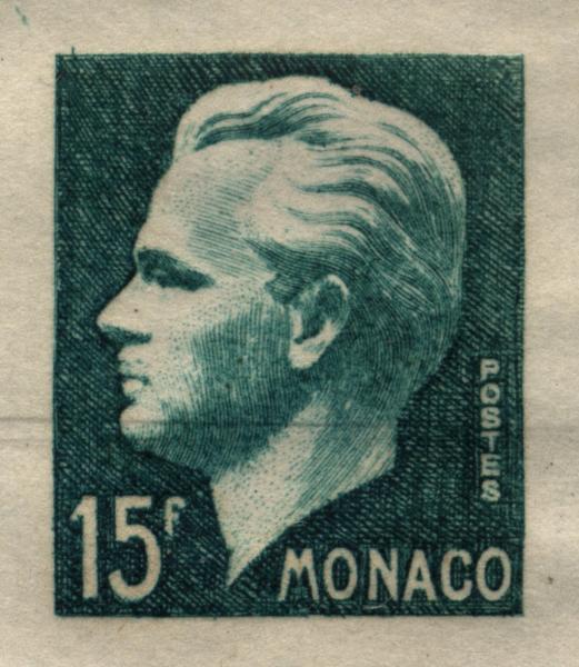 Monaco_1950_Yvert_348a-Scott_278_unadopted_thick_engraving_Rainier_III_green_1321_Lc_aa_CP_detail