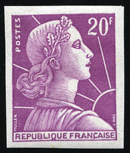 France_1957_Yvert_1011B-Scott_755_lilac_typo_a