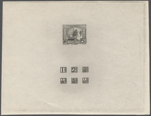 Indochine_1931_Yvert_156a-Scott_unissued_5c_boat_black_ab_AP
