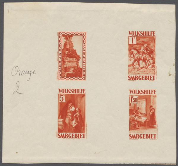 Saar_1932_Yvert_140A_+_150-51_+_154-Scott_orange_helio_ab