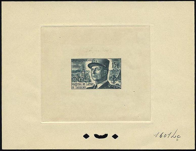 France_1952_Yvert_920b-Scott_675b_unadopted_Marechal_de_Lattre_Type_II_grey_1601_Lc_a_ATP