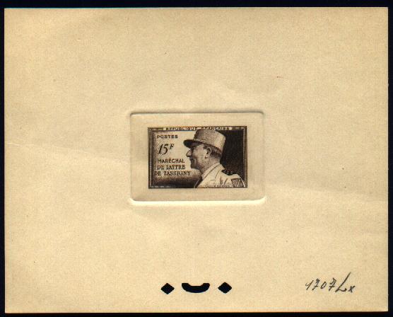 France_1952_Yvert_920a-Scott_675a_unadopted_Marechal_de_Lattre_Type_I-b_brown_1707_Lx_CP