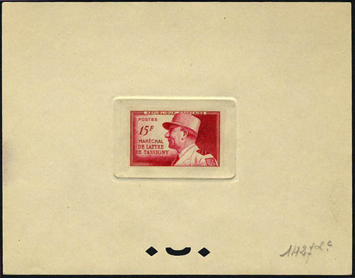 France_1952_Yvert_920a-Scott_675a_unadopted_Marechal_de_Lattre_Type_I-b_red_1427_Lc_a_CP