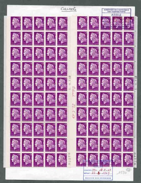 France_1967_Yvert_1536-Scott_1198_full_sheet_b_carnet