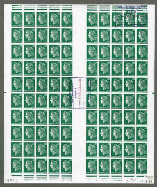 France_1969_Yvert_1611-Scott_typo_full_sheet_a