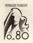 France_1975_Yvert_1816a_unissued_80c_Marianne_de_Bequet_2eme_etat_black_aa_AP_detail