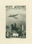 Algeria_1949_Yvert_PA13a-Scott_CB3_unadopted_10f_+_15f_avion_statue_et_mosquee_dark-green_AP_detail