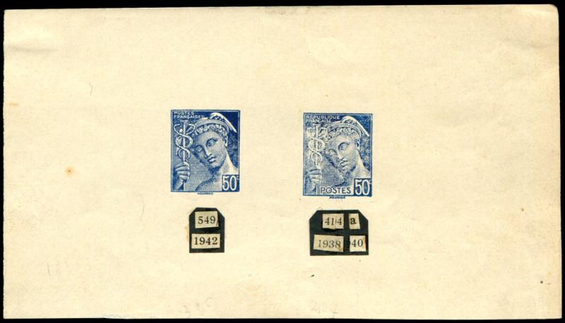 France_1942_Yvert_538_+_549-Scott_458_blue_typo
