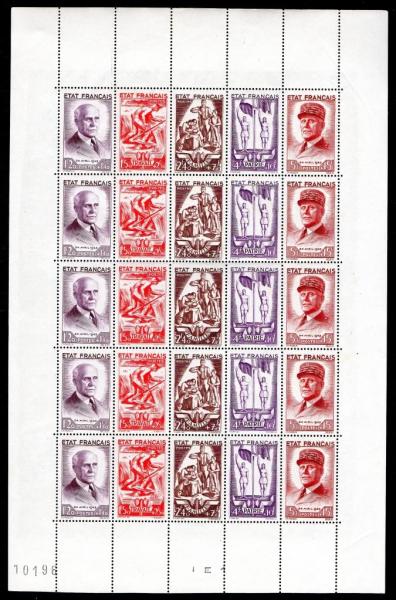 France_1943_Yvert_580A-Scott_B157a_full_sheet_d