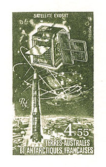 FSAT_1980_Yvert-Scott_unissued_4f55_unadopted_Satellite_Exosat_dark-olive-green_ab_AP_detail
