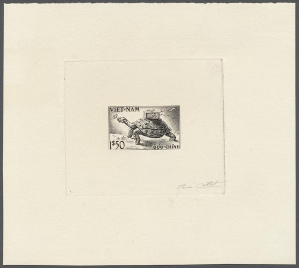 Sud_Vietnam_1955_Yvert_31a-Scott_29_unadopted_tortue_black_a_AP