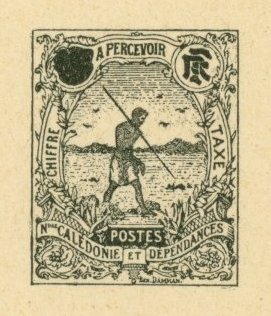 N_Caledonia_1906_Yvert_Taxe_16a-Scott_J16_unadopted_native_2eme_etat_black_typo_AP_detail