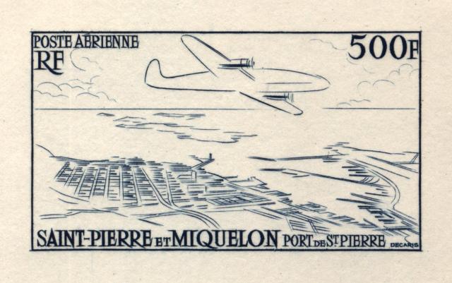 St_Pierre_1956_Yvert_PA23a-Scott_C20_unadopted_plane_1er_etat_blue_ba_AP_detail