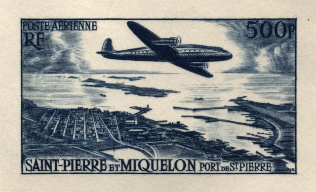 St_Pierre_1956_Yvert_PA23a-Scott_C20_unadopted_plane_blue_aa_AP_detail
