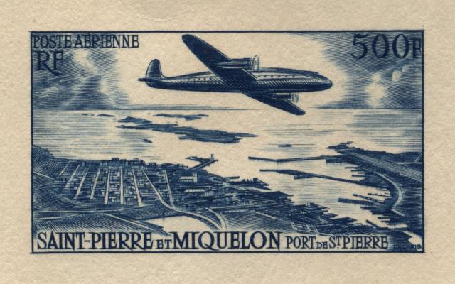 St_Pierre_1956_Yvert_PA23a-Scott_C20_unadopted_plane_blue_ba_AP_detail