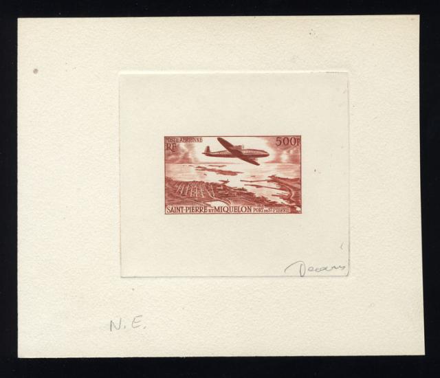 St_Pierre_1956_Yvert_PA23a-Scott_C20_unadopted_plane_brown-red_AP