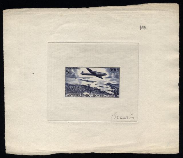 St_Pierre_1956_Yvert_PA23a-Scott_C20_unadopted_plane_dark-blue_ba_AP