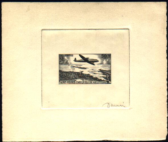 St_Pierre_1956_Yvert_PA23a-Scott_C20_unadopted_plane_dark-grey_ab_AP