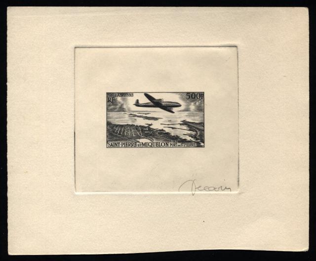 St_Pierre_1956_Yvert_PA23a-Scott_C20_unadopted_plane_dark-grey_ba_AP