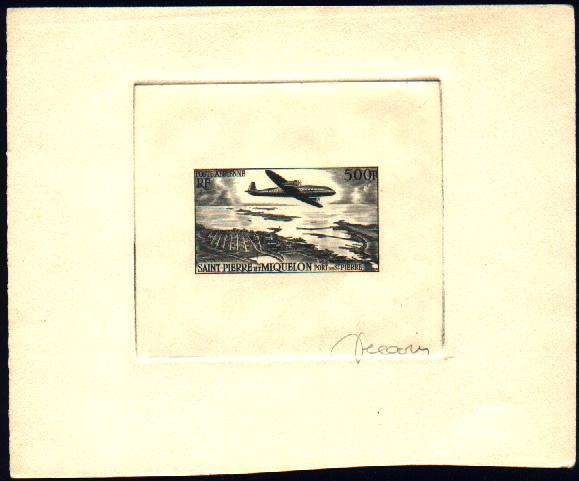 St_Pierre_1956_Yvert_PA23a-Scott_C20_unadopted_plane_dark-grey_bb_AP