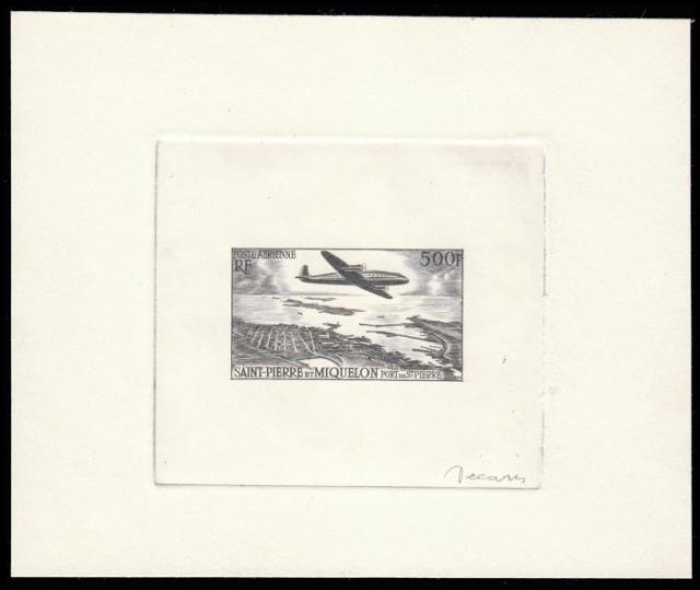 St_Pierre_1956_Yvert_PA23a-Scott_C20_unadopted_plane_dark-grey_d_AP