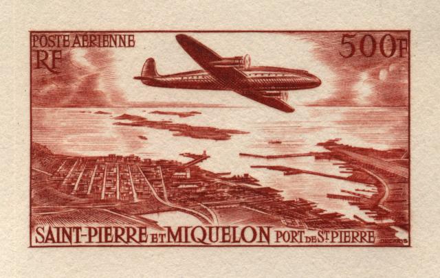 St_Pierre_1956_Yvert_PA23a-Scott_C20_unadopted_plane_red-brown_ba_AP_detail